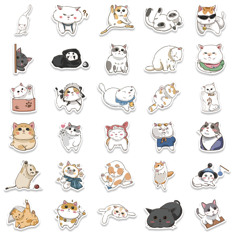 Japanese style cartoon cat stickers cute pet cats Graffiti Kids Toy Skateboard car Motorcycle Bicycle Sticker Decals Wholesale