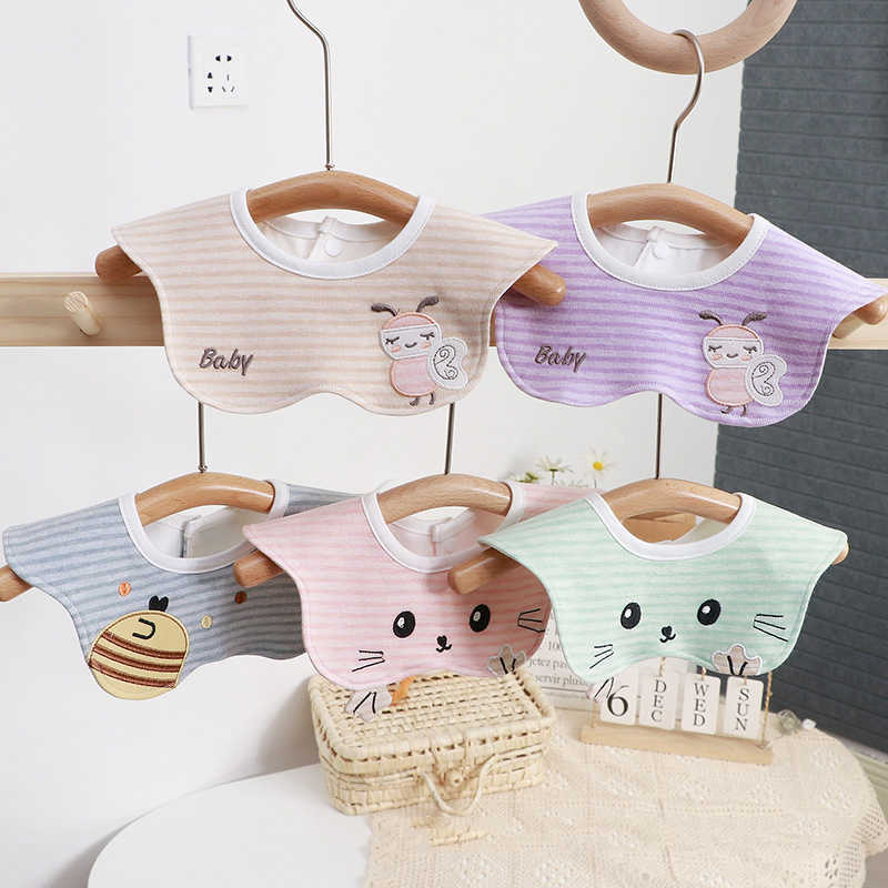 Lätzchen Spucktücher Baumwolle bedrucktes, modisches Baby-Shirt mit Rundhalsausschnitt, 360-Grad-Blumenlätzchen G220605