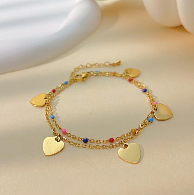 Love jewelry colorful drop glue all-match stainless steel bracelet woman