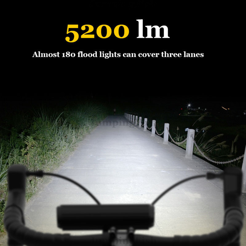 Luzes de bicicleta 8000mAh 5 Led Front Light Lanterna à prova d'água Bicicleta Recarregável 5200Lm Farol Lâmpada Acessórios 230605