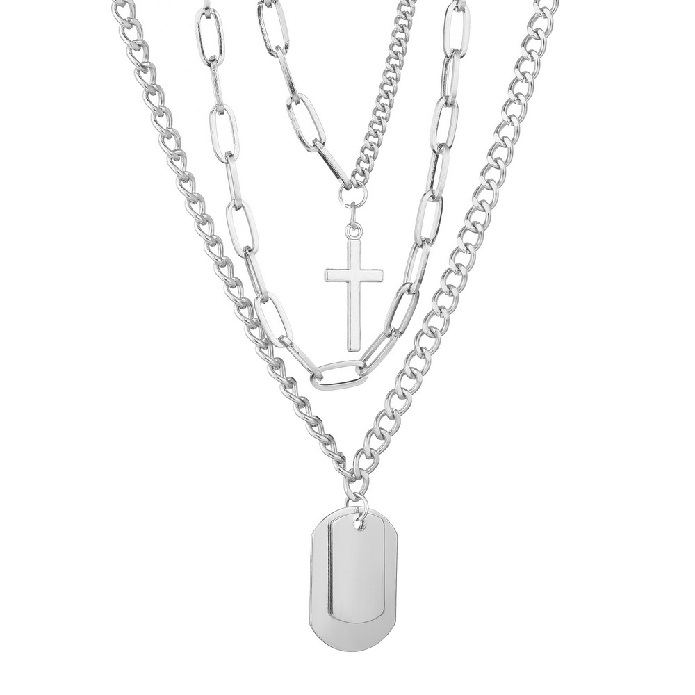 Multi-couche longue chaîne collier Punk croix pendentif colliers pour femmes hommes pull chaînes en métal Hip Hop Goth bijoux cadeaux