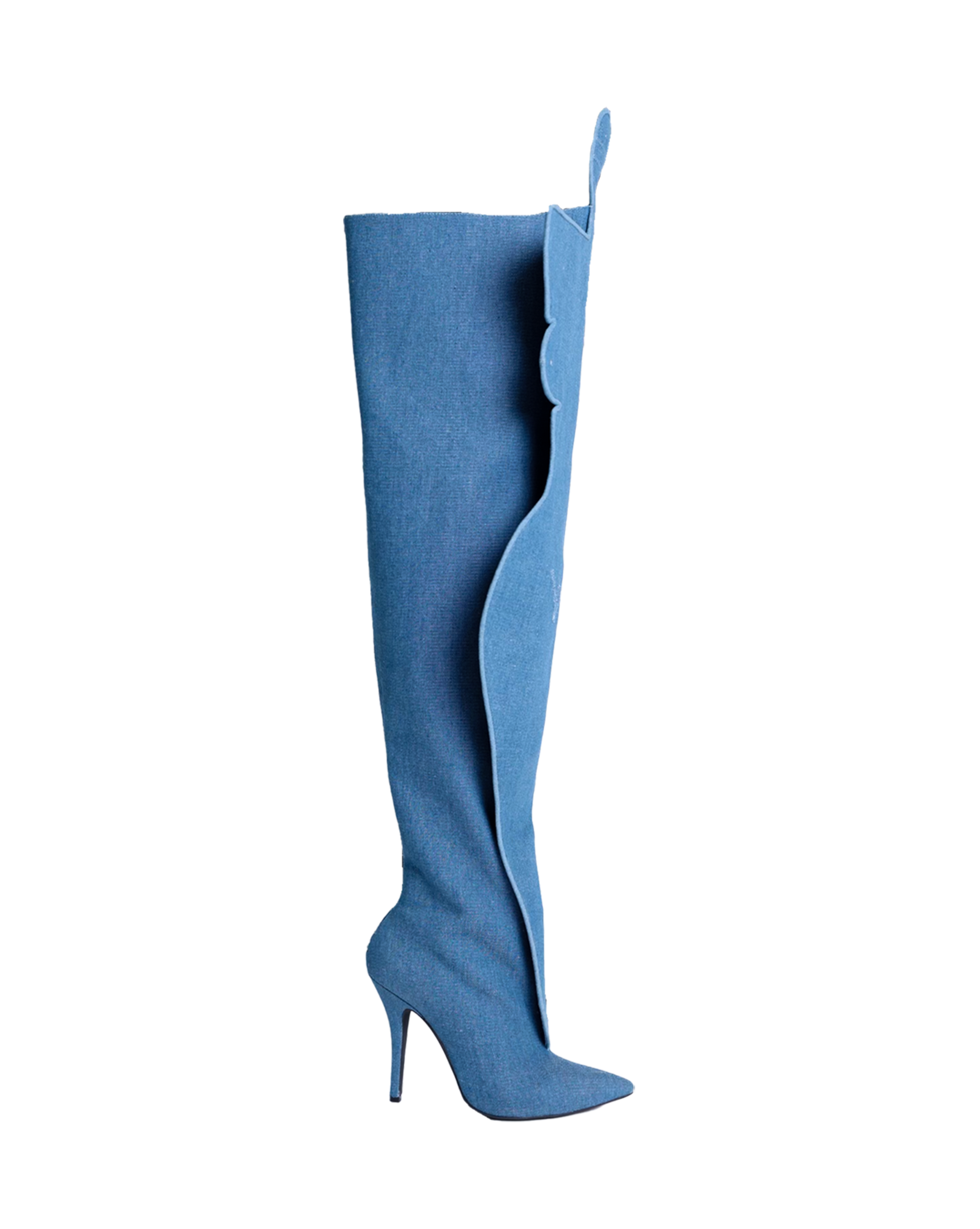 2023 Blue Jeans Sexy Over the Knee Boots Women High Heels Shoes Ladies Lår High Boots Spring Long Boots Female Shoe Storlek 44