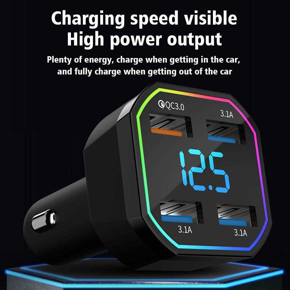 2024 Chargeur de voiture 66W Charge rapide pour iPhone Samsung Pd Car Phone Charger Quick Charge 3.0 Adaptateur de chargeur USB de voiture 4port Car