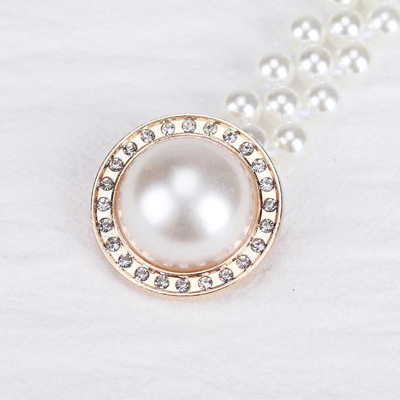 Versatile Pearl Waist Chain Women's Stylish Sweet Dress Belt with Rhinestone Decorated