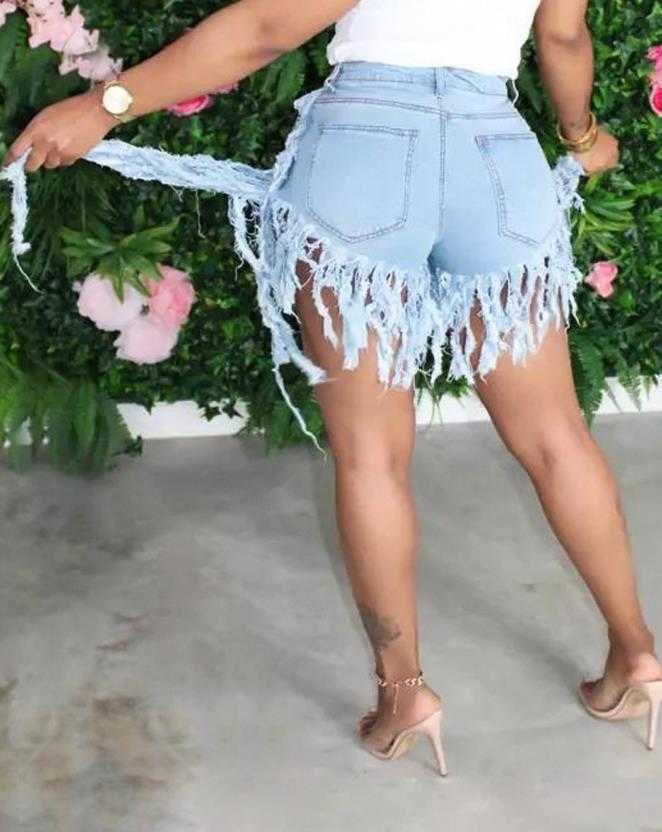 New Fashion 2023 Summer Casual Bottom Zipper Flash Decoration Denim Shorts Women's Clothing Set P230606