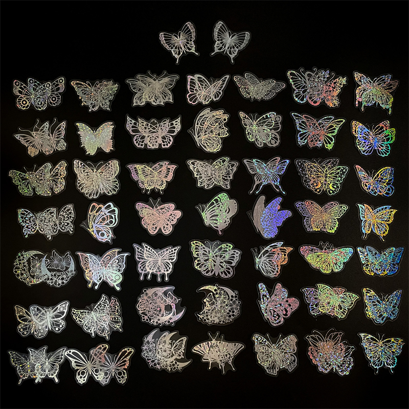 Transparent Butterfly Stickers Glitter Laser Holographic Stickers Graffiti Stickers for DIY Luggage Laptop Skateboard Motorcycle Bicycle Stickers