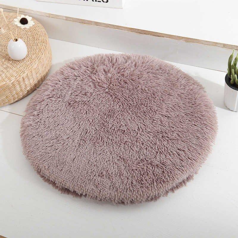 Nouveau rond en peluche chat lit maison chat tapis hiver chaud sommeil chats nid doux longue peluche chien lit coussin pour animaux de compagnie pour chats chien lavable