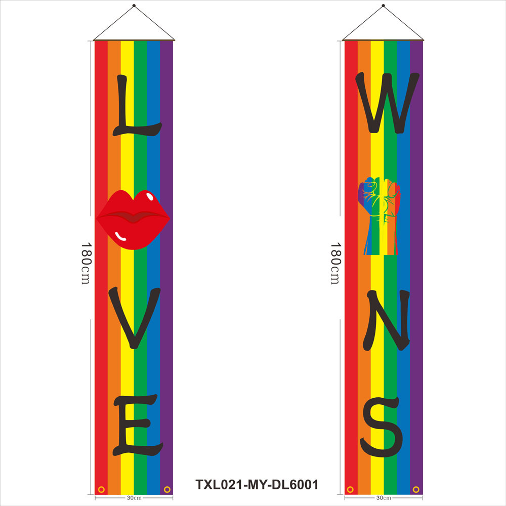 180cm Rainbow Flag Couplets LGBTQ Gay Pride Porch Hangings Outdoor Decorations Flags Lesbian Wedding Decor Banne
