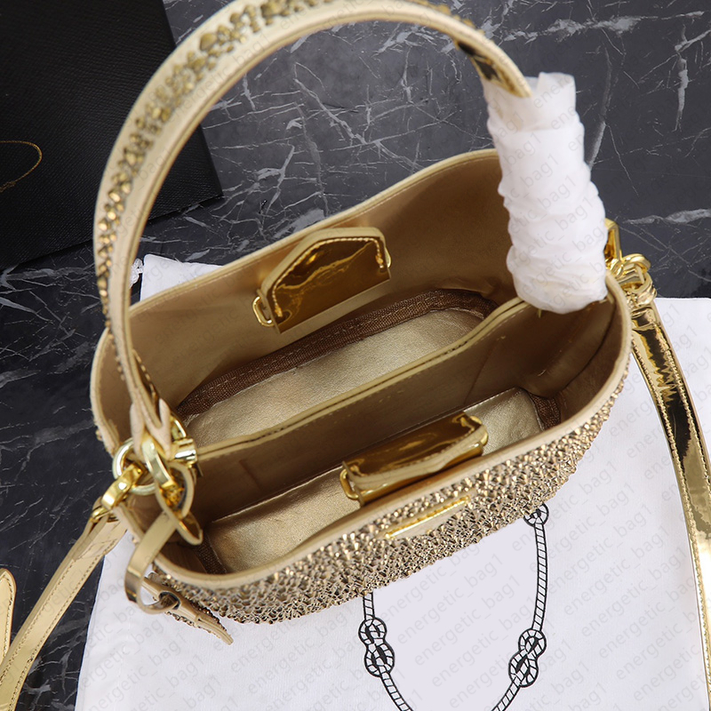 Tote Bags Designer Rhinestone Bags Fashion Mini Bucket Bag Handle Totes Handbag Crystal Cross Body Shoulder Bags Women Designer Triangle Sign Wallet Evening Purse