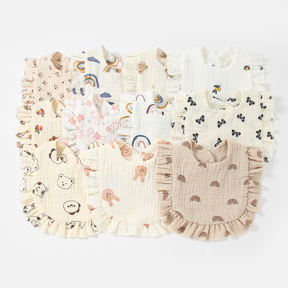 Style coréen bébé alimentation bave bavoir à volants Floral nourrissons salive serviette coton gaze burp tissu pour nouveau-né bambin enfants bavoirs nouveau