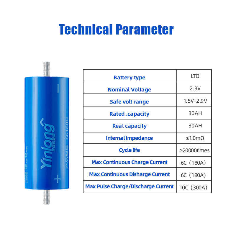 2.3V 30Ah LTO bateria 100% original Yinlong 66160 10C Descarga DIY 12V24V36V resistência a baixa temperatura 25000 ciclo de vida