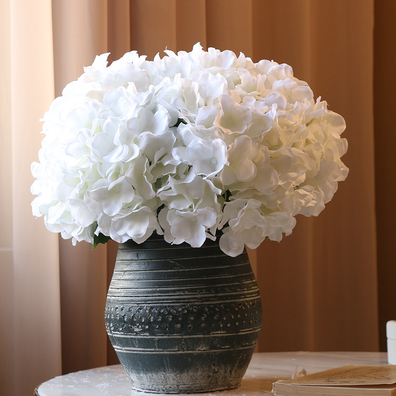 Buquê de hortênsia de 5 cabeças de seda flores artificiais para festa de casamento acessórios de decoração de sala de estar decoração de casa