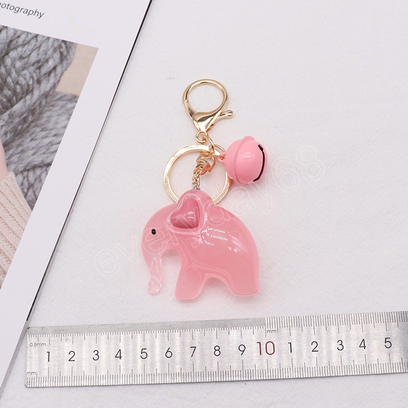 Candy Color Cute Elephant Heart Bell Nyckelkedjor Cartoon Animal Geometric Ornament Car Keychain Bag Accessories Key Chains Gifts