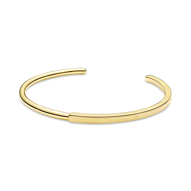 Luxury Golden Cuff Open Bangle för Pandora Signature I-D Armband Set Designer Jewelry for Women Girl Gift Wedding Party Gold Armband med originallåda