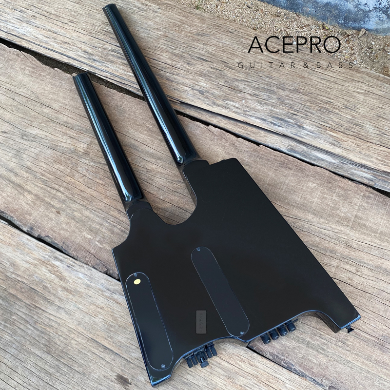 Chitarra elettrica senza testa a doppio collo di colore nero basso a 4 corde + hardware nero a ponte tremolo chitarra a 6 corde Spedizione gratuita