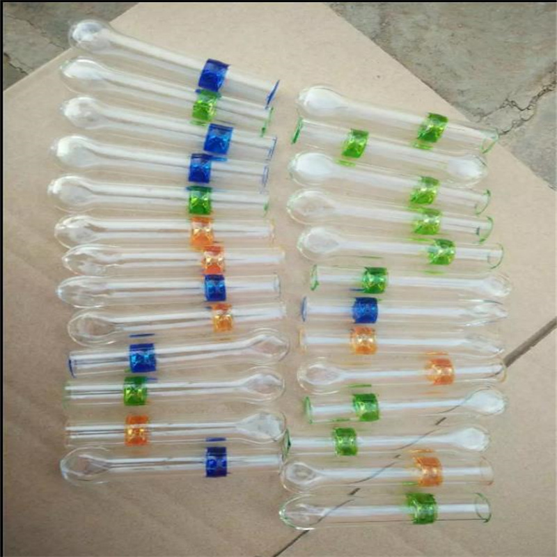 Pipes pour fumer bongs Fabrication Narguilé soufflé à la bouche Buse d'aspiration en verre transparent et coloré