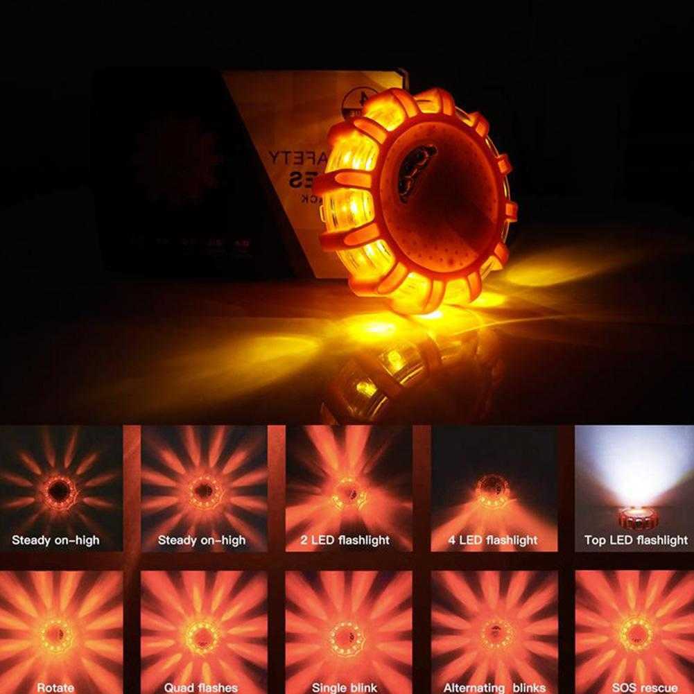 2024 LED Route Flares Safety clignotant AVERTISSEMENT LÉGEUR ROUTE ROUTE DISCUSEMENTS BACE MAGNÉTIQUE BASE MOTO MOTOCYLE DE MOTO