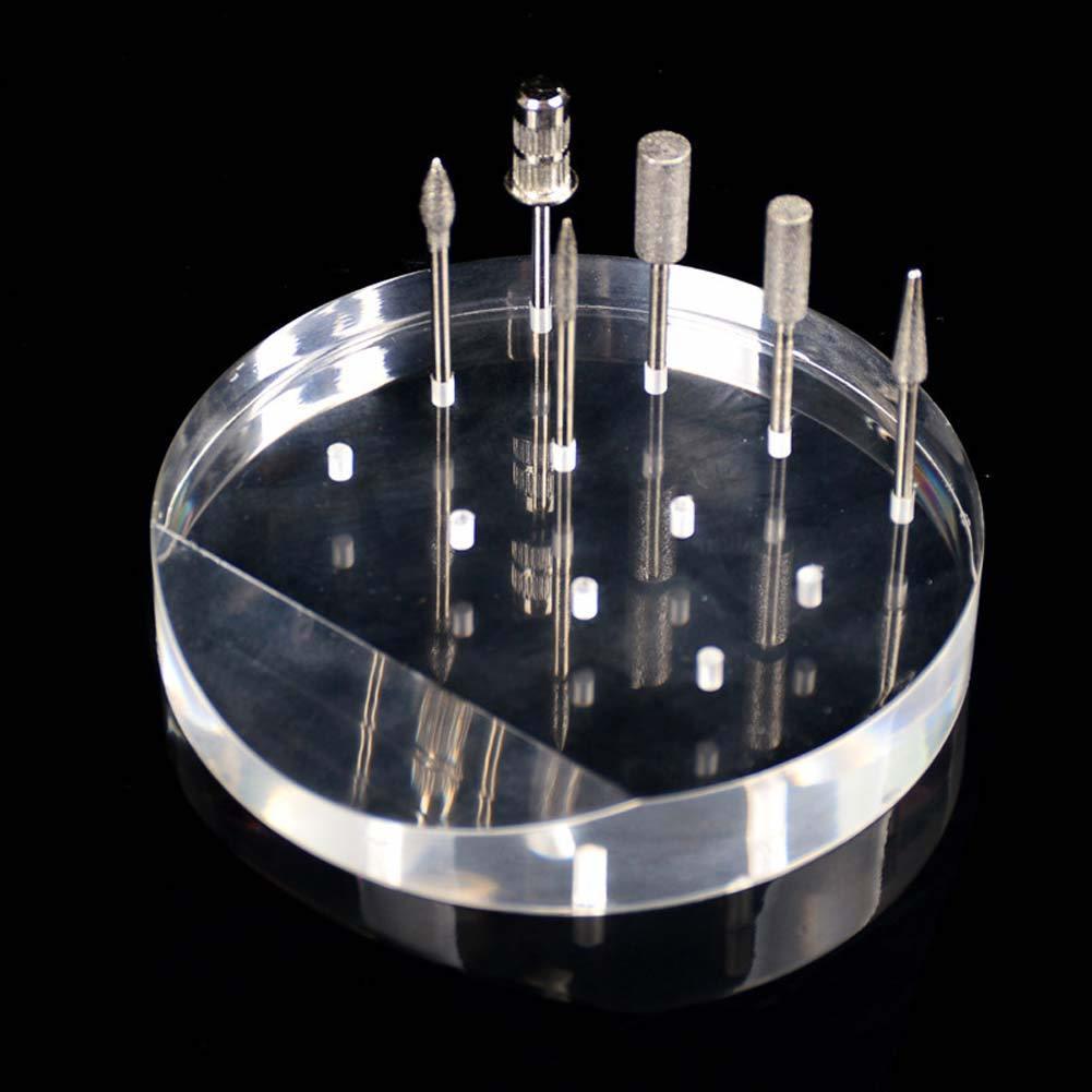 Nail Art Equipment Drill Bit Holder Clear Acrylic Stand Display Sander Tips Organizer 12 Holes Manicure Tools for Home Salon Use 230606