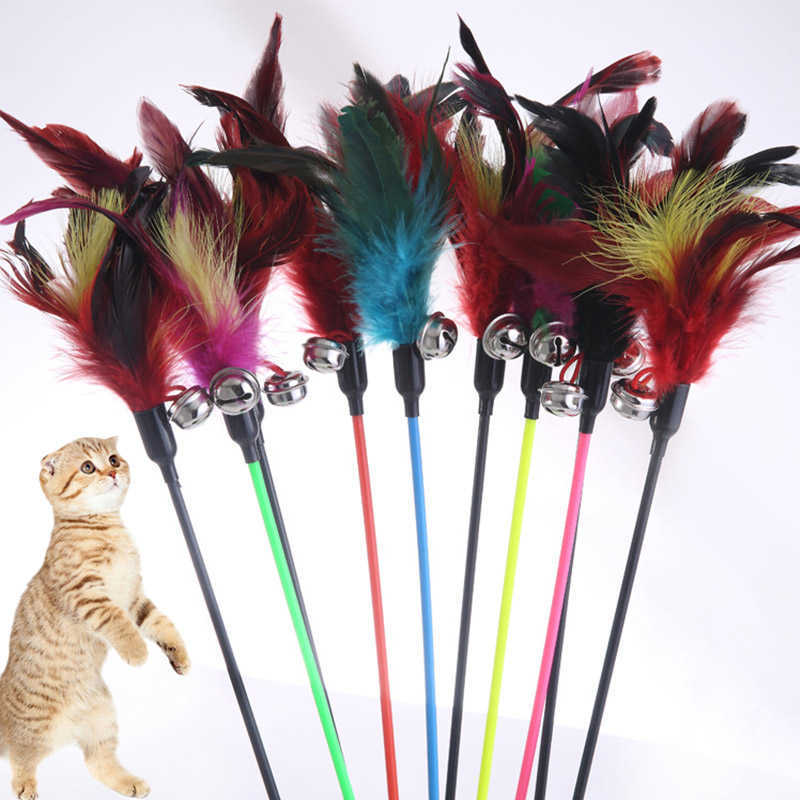 New Cat Toy Feather Stick Toy For Cats Kittens Interactive Cat Toy Pet With Bell Pet Toys Cat Supplies Play Game Pet Products