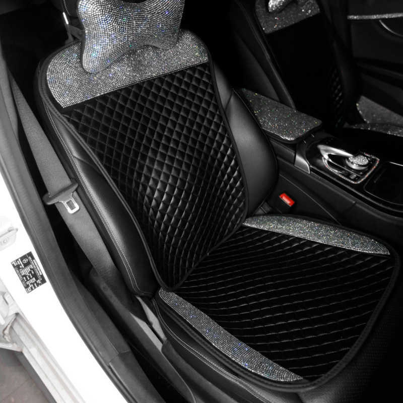 New Universal PU Leather Car Seat Cover Diamond Rhinestone Auto Seat Cushion Mat Interior Accessories Four Season Seat Pad for Women