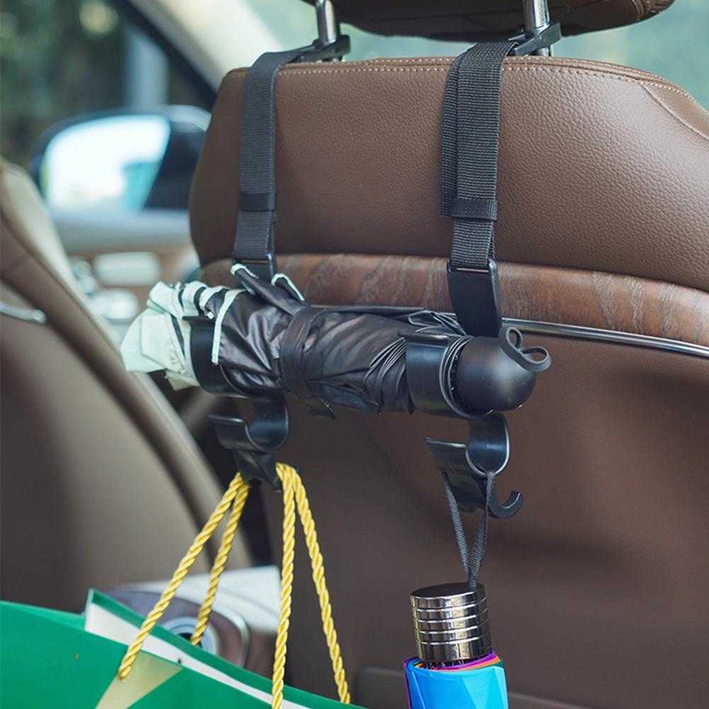 2024 2st CAR SEAT HEADREST HOOK Multifunktionell för Trunk Auto Back Seat Organizer Hanger Lagringshållare Paraply Fixat Rack