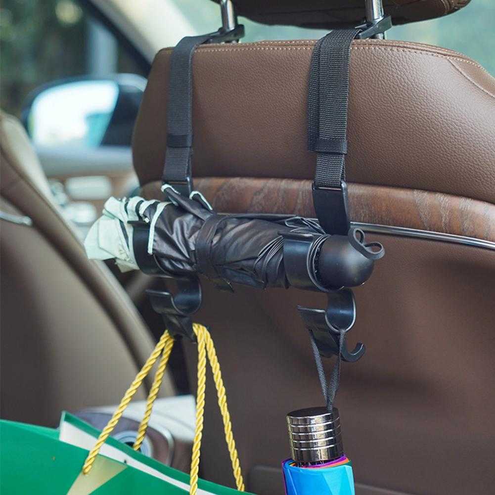 Nouveau 2 pièces siège de voiture appuie-tête crochet multifonctionnel pour coffre Auto siège arrière organisateur cintre support de stockage parapluie support fixe