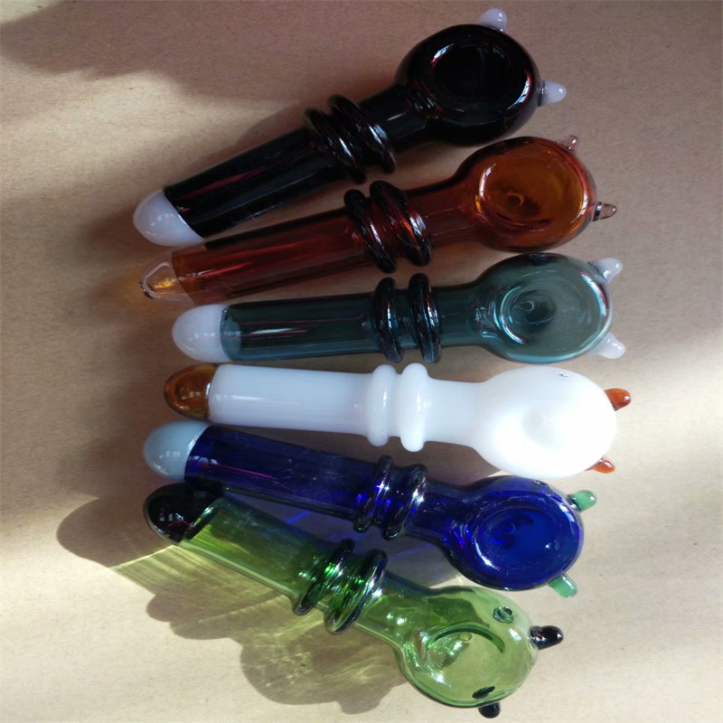 Pipes pour fumer bangs Fabrication Narguilé soufflé à la bouche Pipe en verre colorée à trois roues