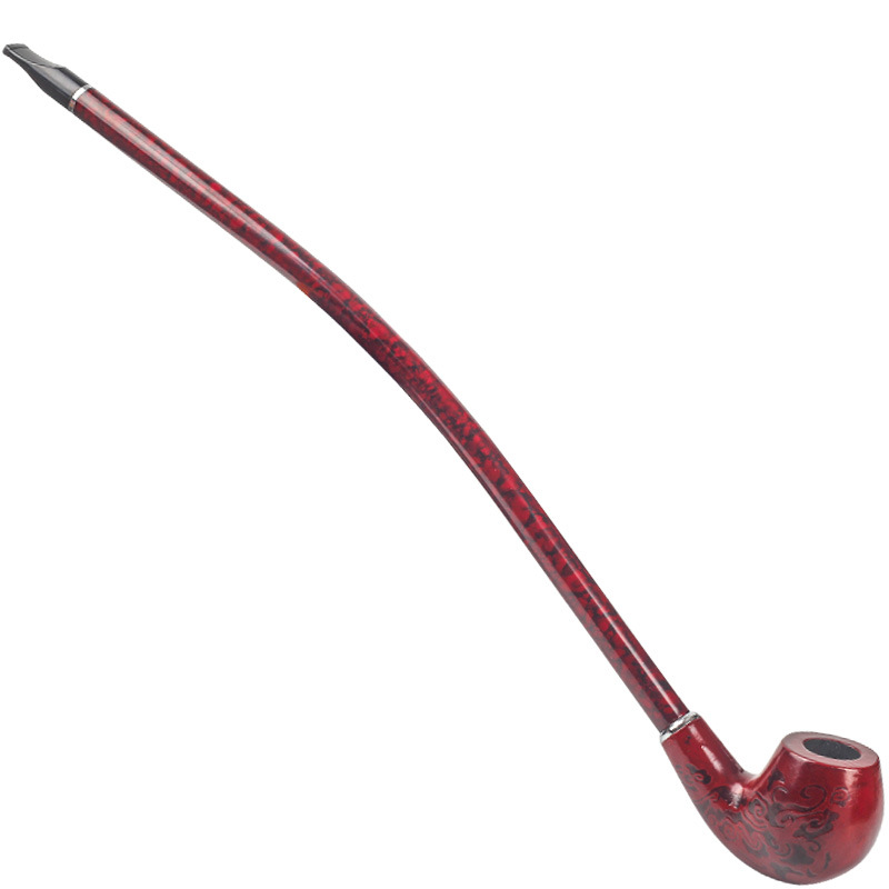Narghilè Pipa a manico lungo, legno massiccio rosso, pipa con filtro lunga 41 cm, pipa tabacco tagliata, grande bacchetta tabacco secco