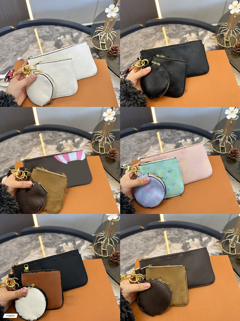 Marca designer 3 pçs conjunto carteiras porta-cartões sacos chave pulseiras bolsa de moedas carteira feminina embreagem 096249q