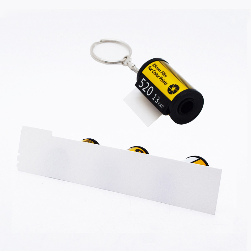 Tom SubliMation Film Roll Photo KeyChain Personlig Pet Memory Camera Bild Kreativa nyckelringar Anpassade gåvor till pappa Mamma Men Lover Double Sides SUBLIATE