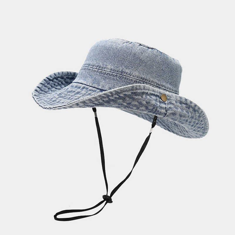 Cappelli a tesa larga Primavera 2023 denim solido secchiello pescatore cappello da sole da viaggio all'aperto uomo e donna 116 G230603