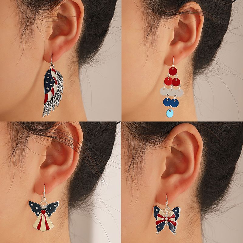 Fashion Pentagram USA Flag Earrings American Independence Day Series Earrings Bells Star Earrings Jewelry Gift for Women