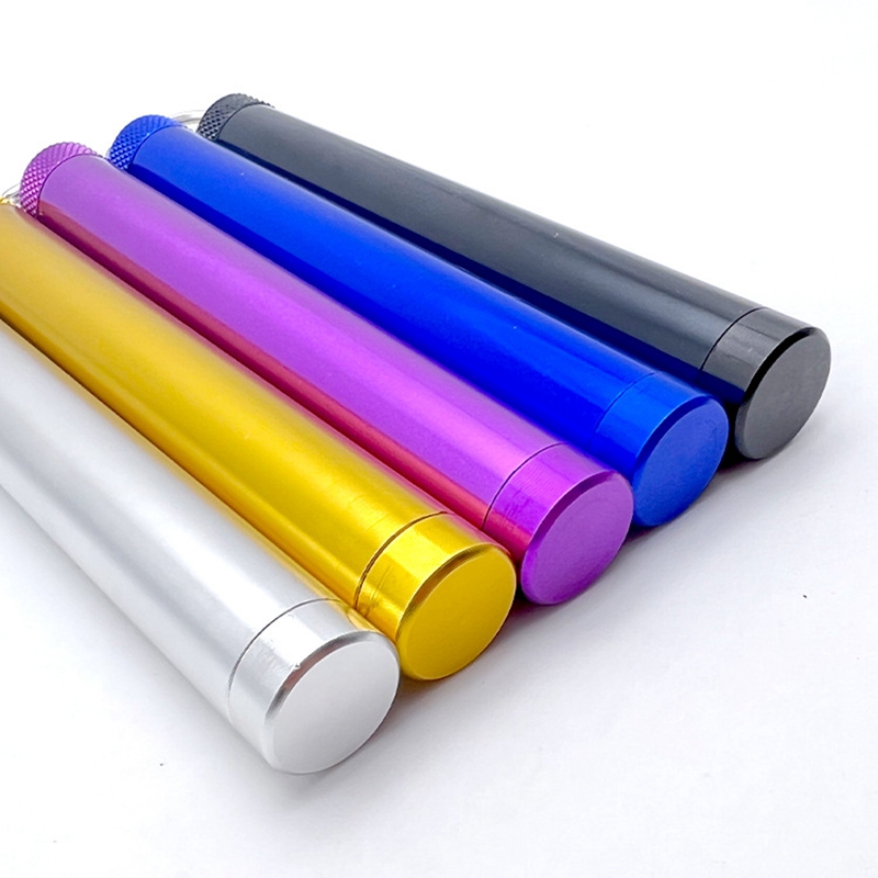 Colorful Aluminium Alloy Smoking Dry Herb Tobacco Preroll Rolling Roller Storage Tube Bottle Portable Seal Waterproof Stash Case Cigarette Cigar Holder