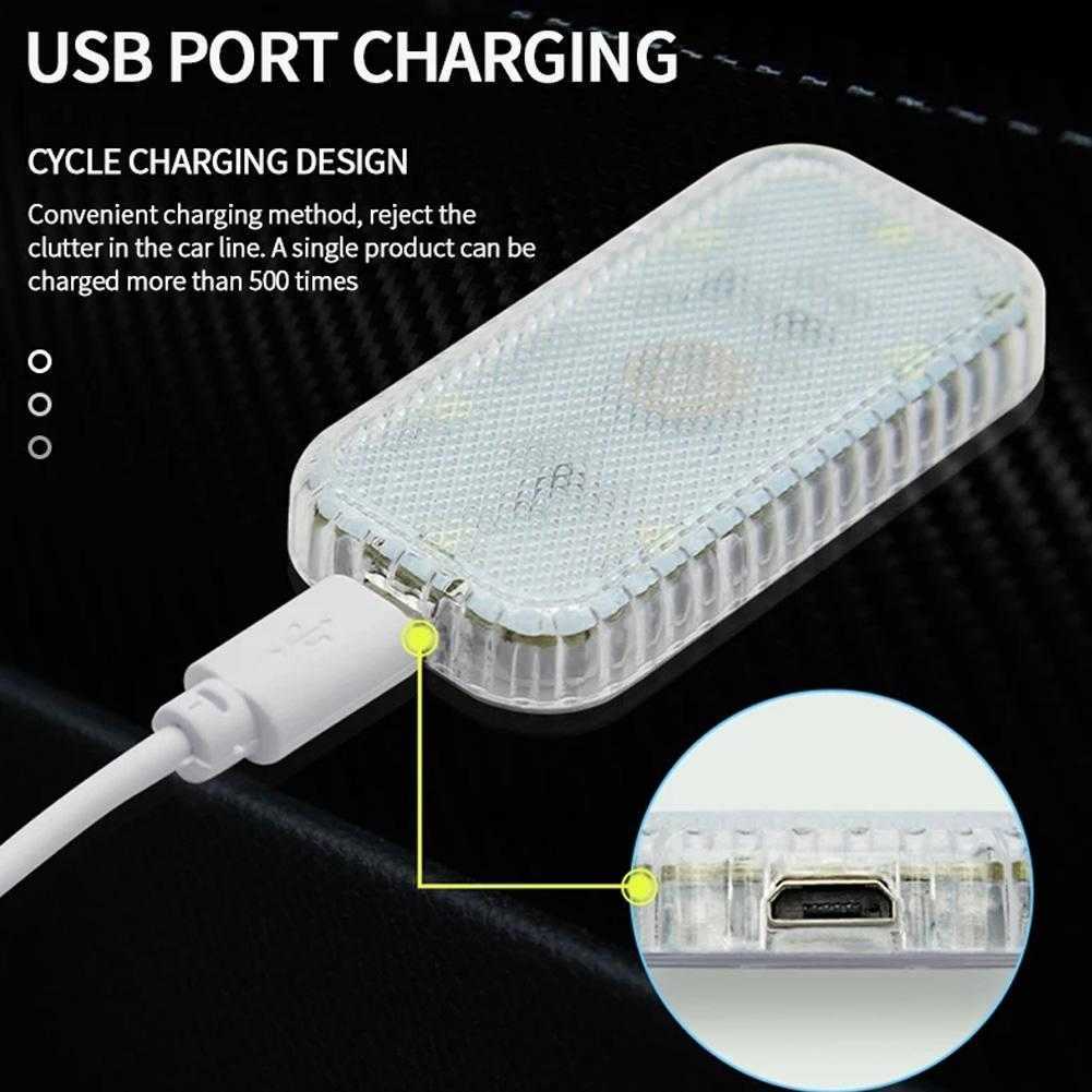 New 5V Magnetic Car Interior Light Wireless LED Lights Ambient Lamp Chargeable Reading Roof Ceiling Light USB Charging