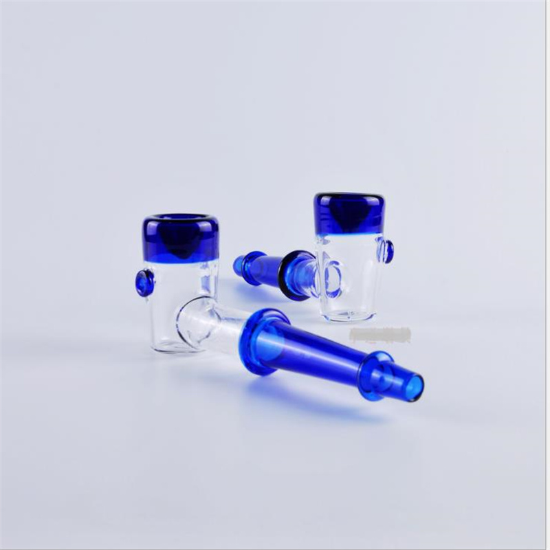 Produzione pipe in vetro Narghilè soffiato a mano Set fumare pipa in vetro blu