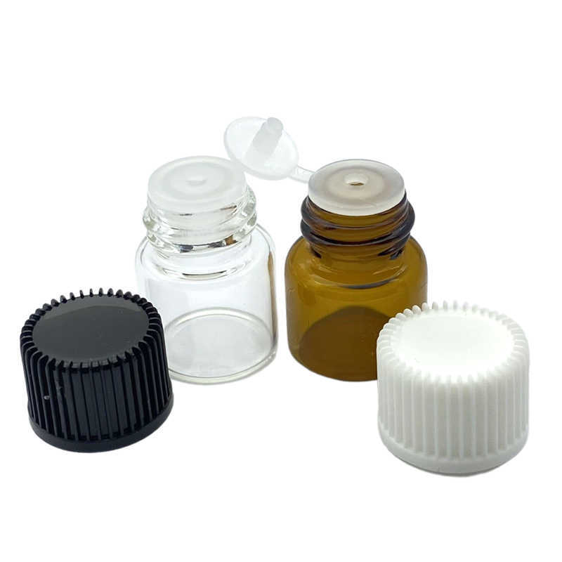 100 pièces vides 1 ml 2 ml 3 ml 5 ml bouteilles en verre ambré avec réducteur d'orifice de traction bouchon à vis Mini ing Jar échantillons de parfum Vail BO7I