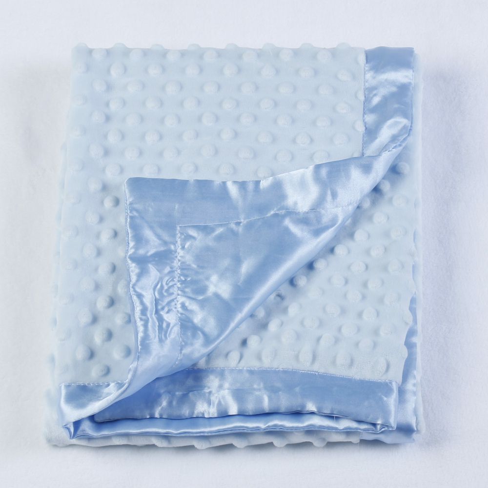 Double couche bleu bébé couverture bosse Super cristal velours emmaillotage couverture Satin bordure serviette de bain pour les soins chauds