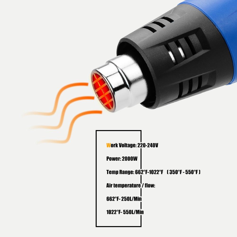 Warmtepistool 220V Electric Heat Gun 2000W Advanced Hot Air Gun Temperatures Adjustable With Four Nozzles Industrial Tool by PROSTORMER