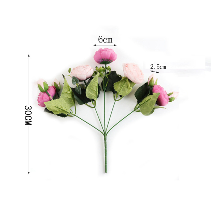 Flores artificiais buquê de peônia rosa de seda vaso para decoração de casa, jardim, casamento, plantas falsas decorativas, material de guirlanda de natal