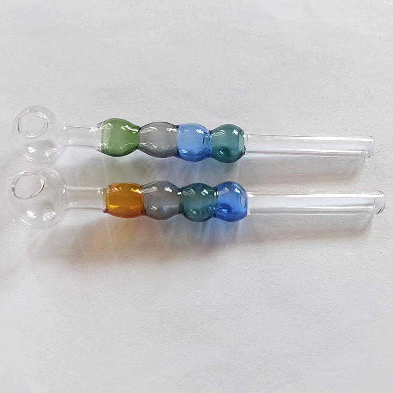 Accesorio para fumar con tubo quemador de aceite de vidrio coloreado con 4 bolas de 13,5 cm de largo, adecuado para Hookahs Bongs Rigs