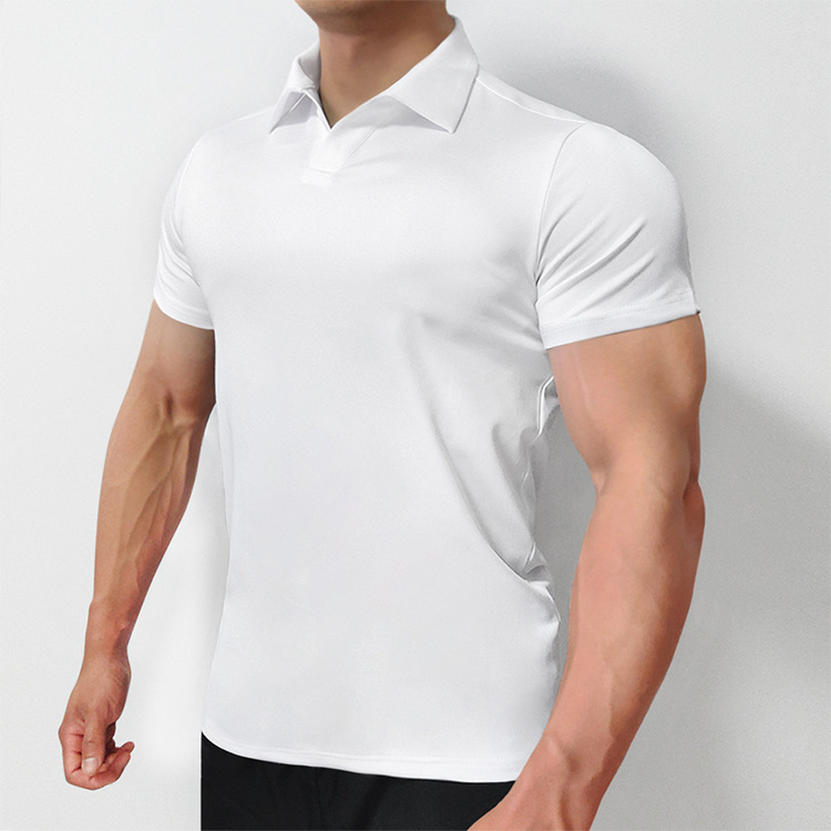 lu Outdoor Mens Polo Shirt Mens Quick Dry Sweat-wicking Tee Short Men Short Sleeve Shirts Gym Bodybuilding Summer CY-4