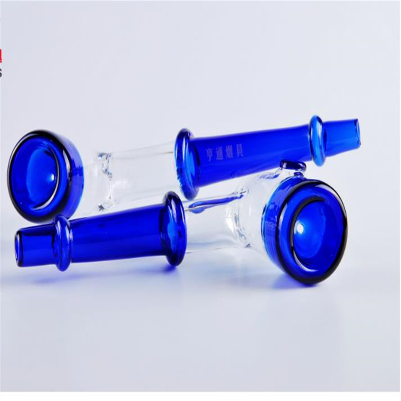 Produzione pipe in vetro Narghilè soffiato a mano Set fumare pipa in vetro blu