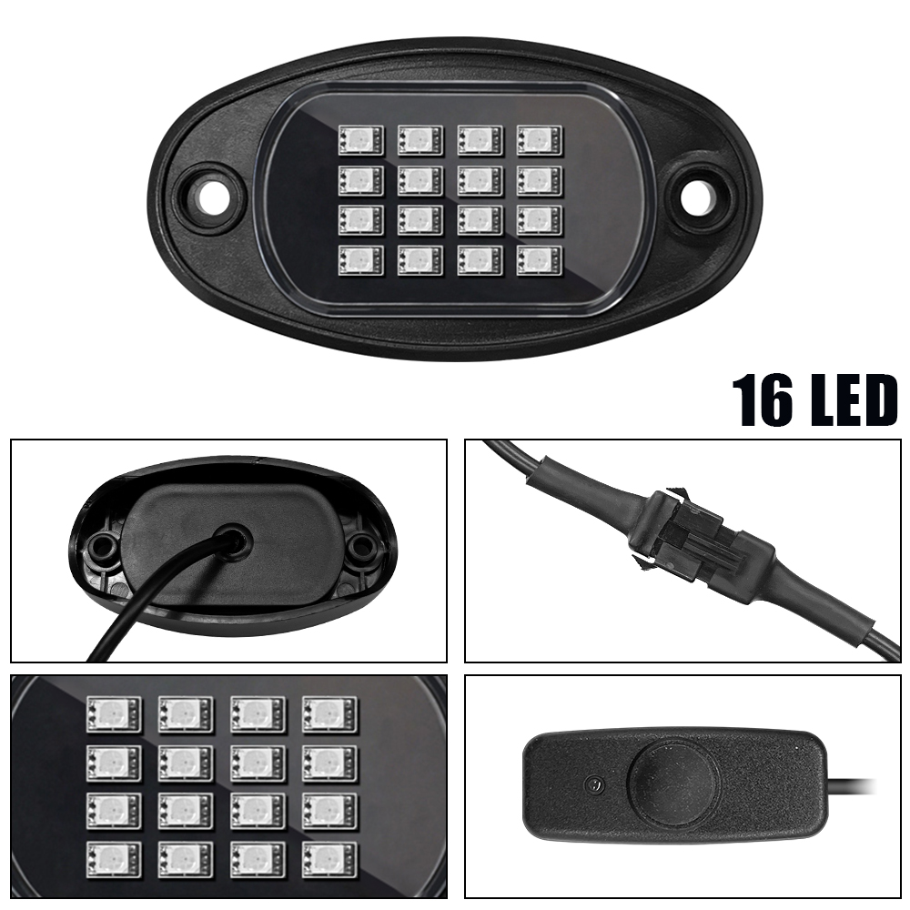 Car LED Rock Lights Music Sync Bluetooth APP Control 8 in 1 RGB Chassis Light Undergolw Jeep Off-Road Truck Boat SUV