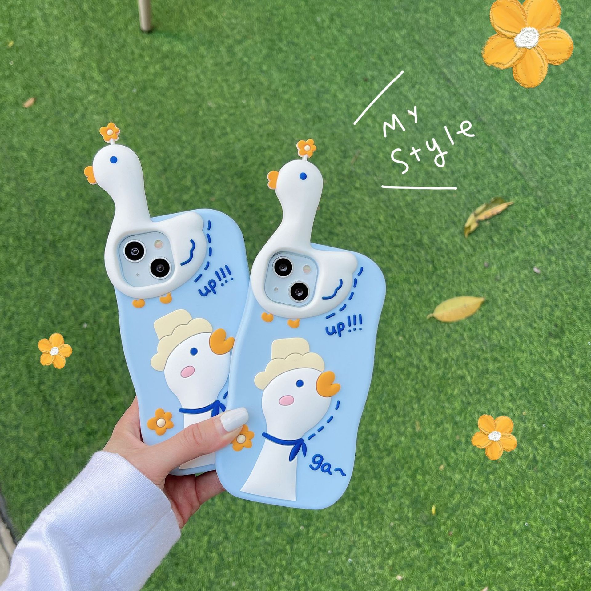 Wholesael darmowe dhl ins koreańskie urocze 3D Flower Duck Silikonowy telefon na iPhone 14 13 12 Pro Max 11 Piękne zwierzęta ochrona miękkiej tylnej okładki funda