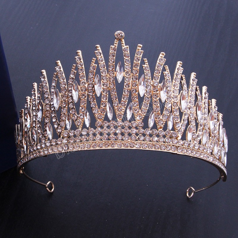 Fashion Sky Blue Crystal Crown Tiara le donne Wedding Party Luxury Elegant Bridal Crown Hair Dress Jewelry