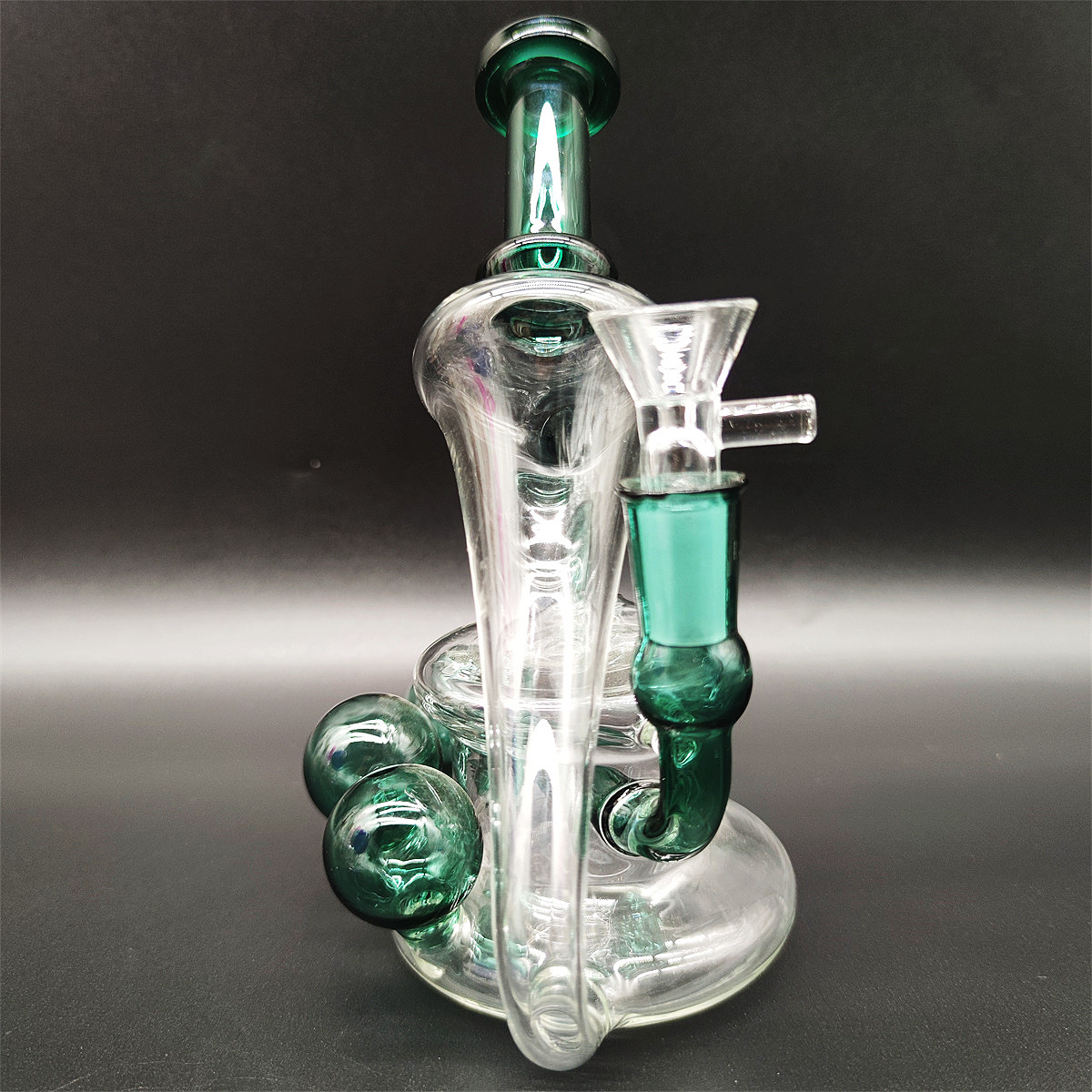 Pipe à eau en verre de 8 pouces Bong Heady Bong Incycler Blue Instrument Style Heady Pipe Fumer Dabber Rig Recycler 14,4 mm Joint femelle avec bol régulier Perc