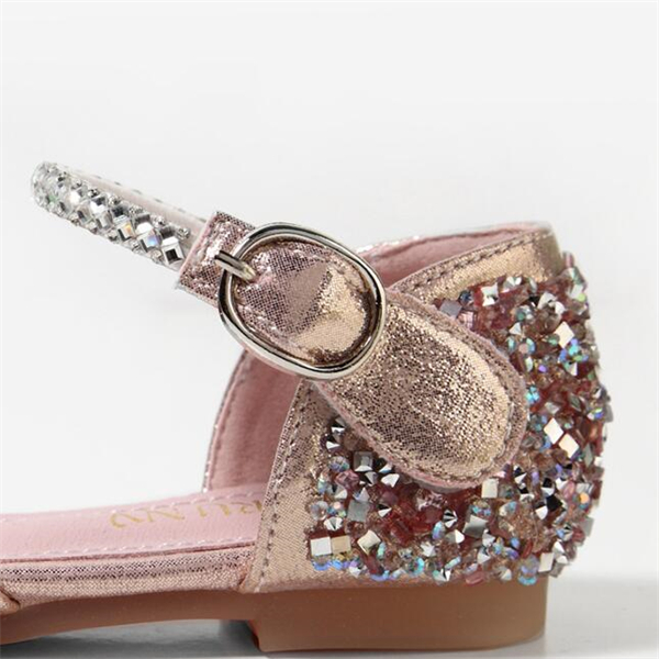 2023 spring and summer new girls rhinestone princess shoes children's small leather shoes girls baby soft-soled Baotou sandals