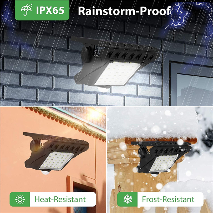 45LEDs Solar Lights Outdoor Clip Motion Sensor Lights 3 Modes 3 Mounting Ways IP65 Waterproof Wireless Security Light for Fence, Deck, Wall, Garage, Patio