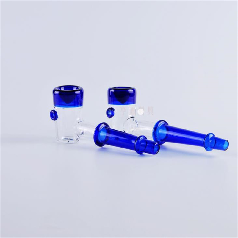 Produzione pipe in vetro Narghilè soffiato a mano Set fumare pipa in vetro blu