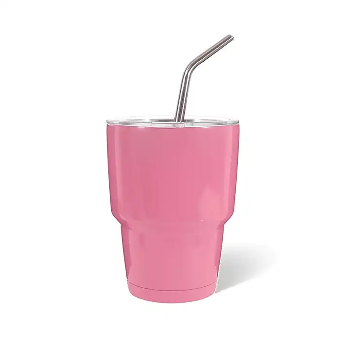 Mini söt 3oz skjutglasfärgade sublimering tumlar med lock halm rostfritt stål dubbel muromgärdad icke-vacuum vin alkohol glas tumbler kopp för fest